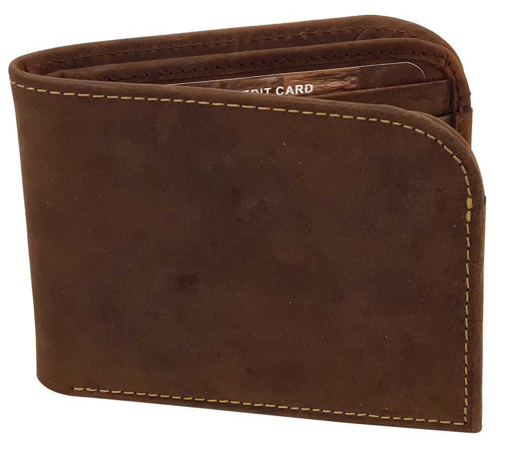 RFID Distressed Leather Bifold Front Pocket Wallet
