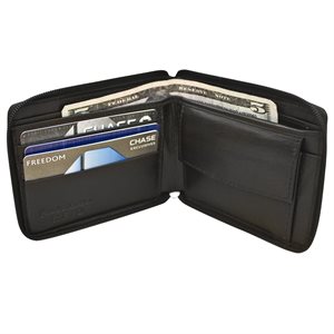 RFID Leather Zipper Wallet