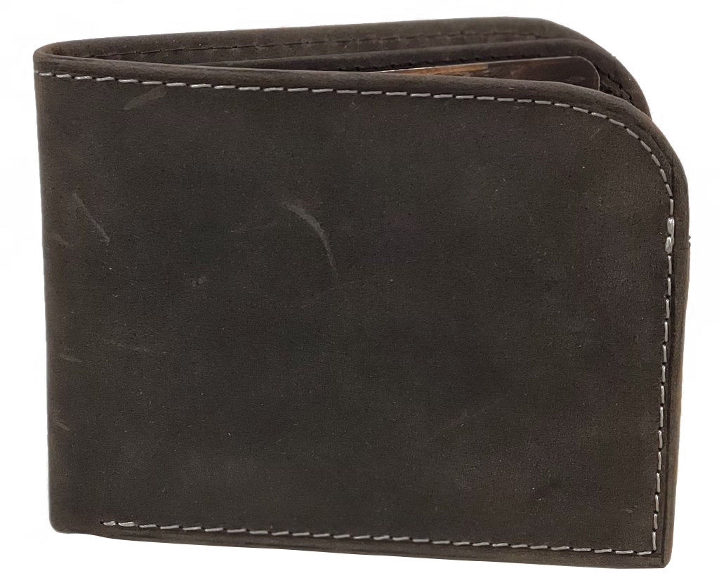 RFID Distressed Leather Bifold Front Pocket Wallet
